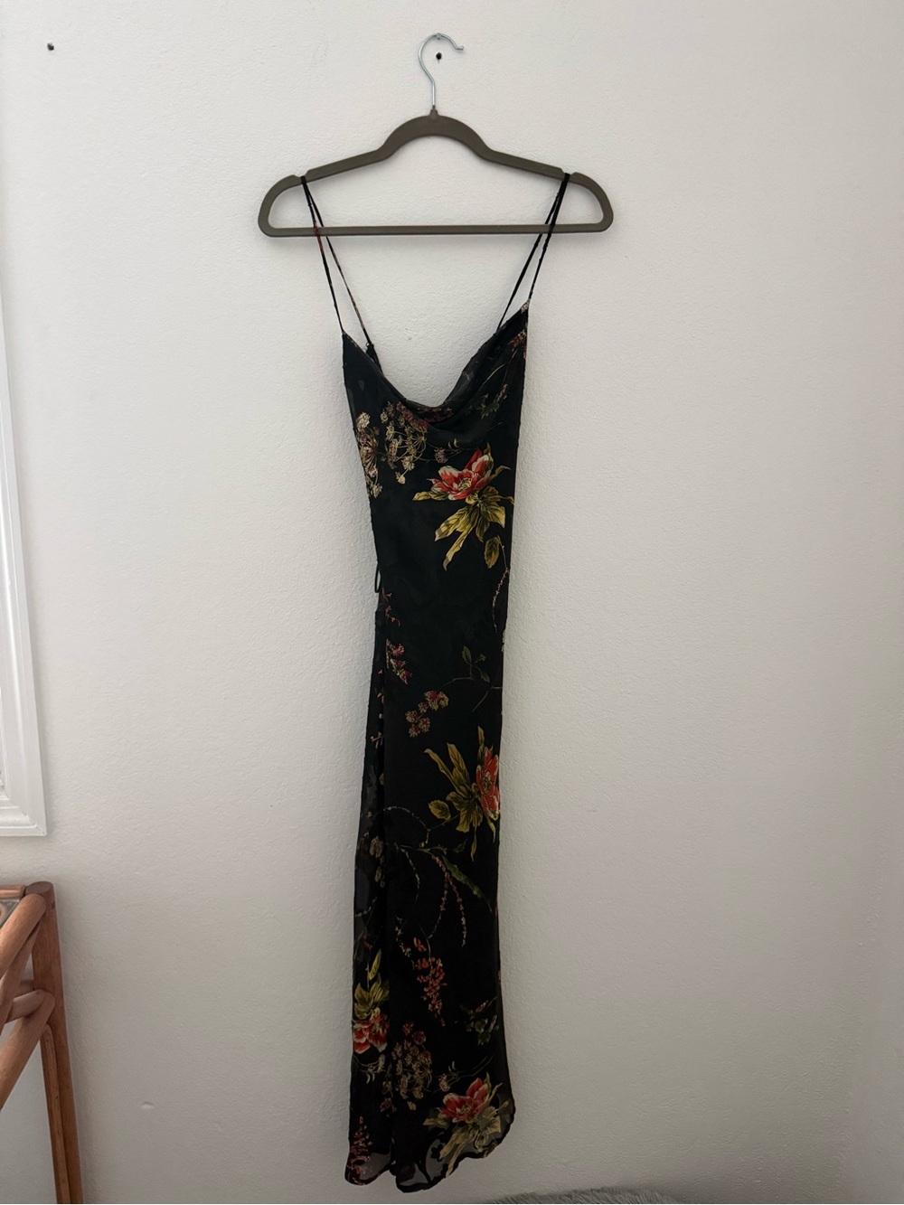 ASTR the label - Black Floral Slip Dress with Spaghetti Straps